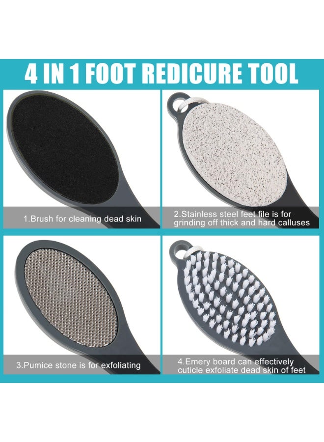 DOUGEI Foot File Callus Remover- 4 in 1 Foot Scrubber Dead Skin Remover for Feet,Pumice Stone, Foot Rasp and Sand Paper for Home Foot Care,Foot Brush for Shower - Image 3