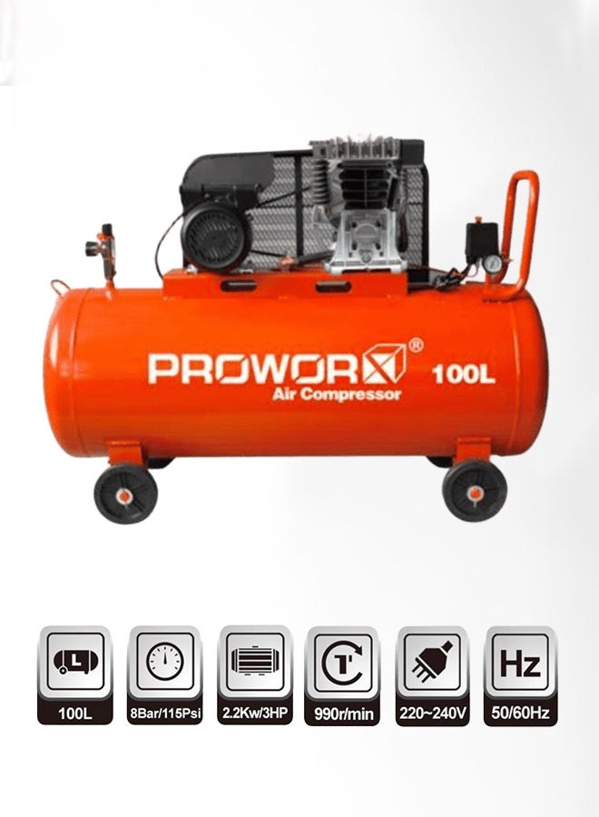 PROWORX DB100-3HP Air Compressor 100L – 3HP, 8Bar, 2.2kW, 990L/min - Image 2