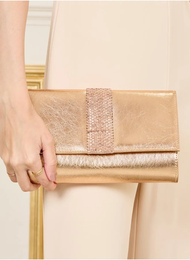 Styli Embellished Patch Clutch Bag