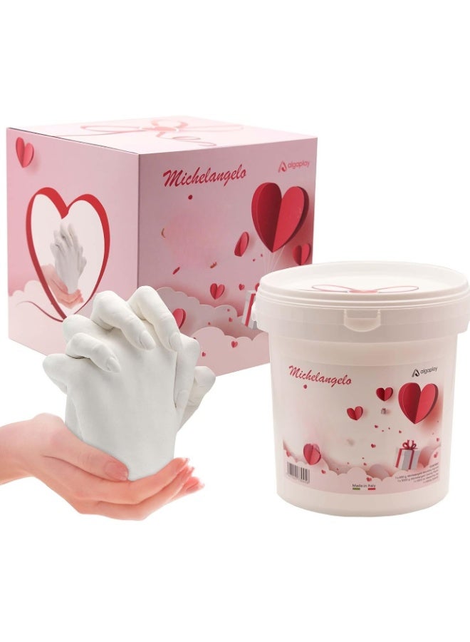 طقم صب اليدين على شكل قلب، يحتوي على ألجينات للصب وجص للقوالب، لصنع تمثال يدوي مزدوج للأزواج، أفكار هدايا للنساء، هدايا له، هدية عيد ميلاد للأصدقاء، هدية ذكرى زواج أو عيد الأب - Image 1