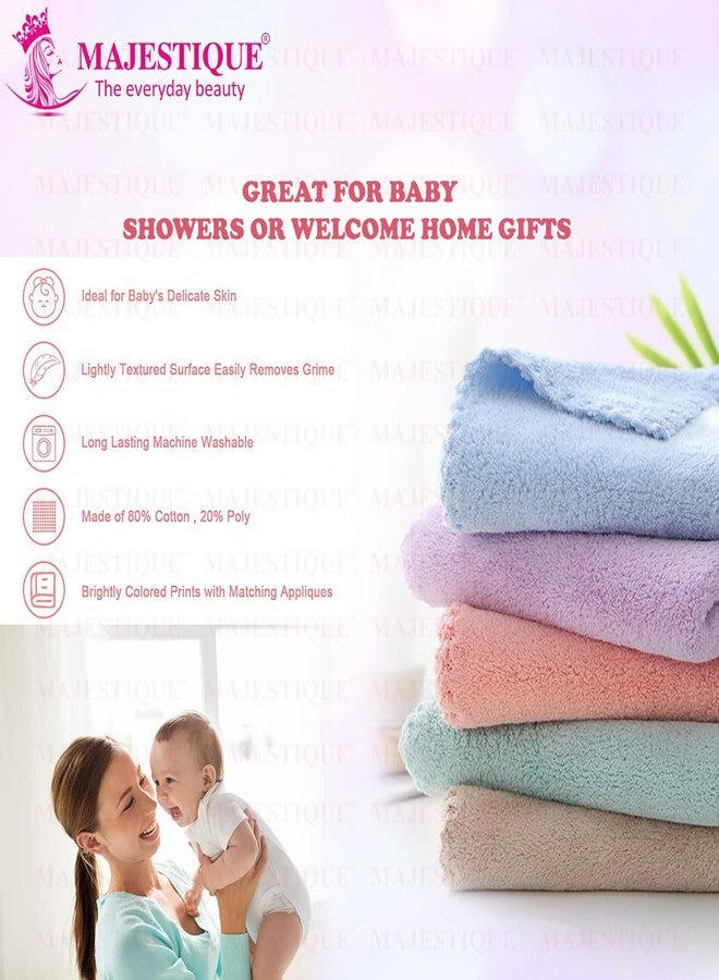 MAJESTIQUE Baby Face Towels, Newborn Towel, Kids Hankies, Baby Bathing Cloth for New Born, Newborn, Infant, Kids and Adults, 10x10inch, Multicolor (Pack of 4) - Image 5