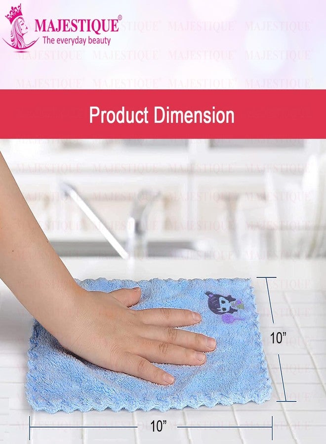 MAJESTIQUE Baby Face Towels, Newborn Towel, Kids Hankies, Baby Bathing Cloth for New Born, Newborn, Infant, Kids and Adults, 10x10inch, Multicolor (Pack of 4) - Image 4