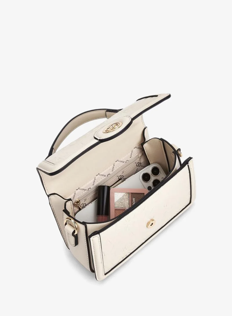 Celeste IVORY Floral Debossed Satchel Bag with Grab Handle for Women | Best Price UAE