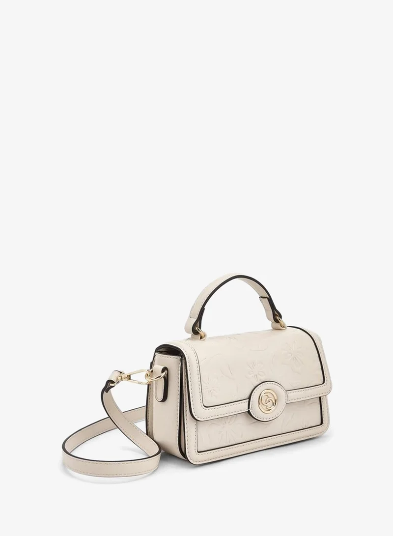 Celeste IVORY Floral Debossed Satchel Bag with Grab Handle for Women | Best Price UAE