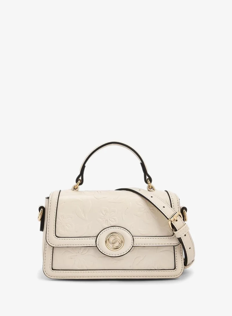 Celeste Floral Debossed Satchel Bag with Grab Handle