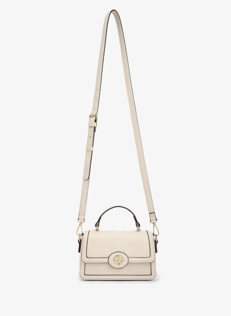Celeste Floral Debossed Satchel Bag with Grab Handle