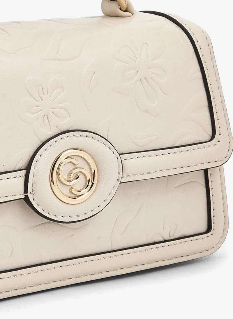 Celeste IVORY Floral Debossed Satchel Bag with Grab Handle for Women | Best Price UAE