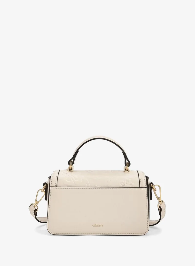Celeste IVORY Floral Debossed Satchel Bag with Grab Handle for Women | Best Price UAE