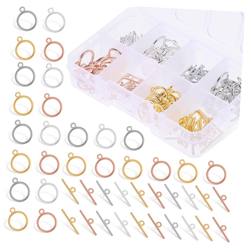 Alloy Toggle Clasps with Round Ring and T Bar Connectors for Necklace Bracelet DIY Jewelry Making - Image 2