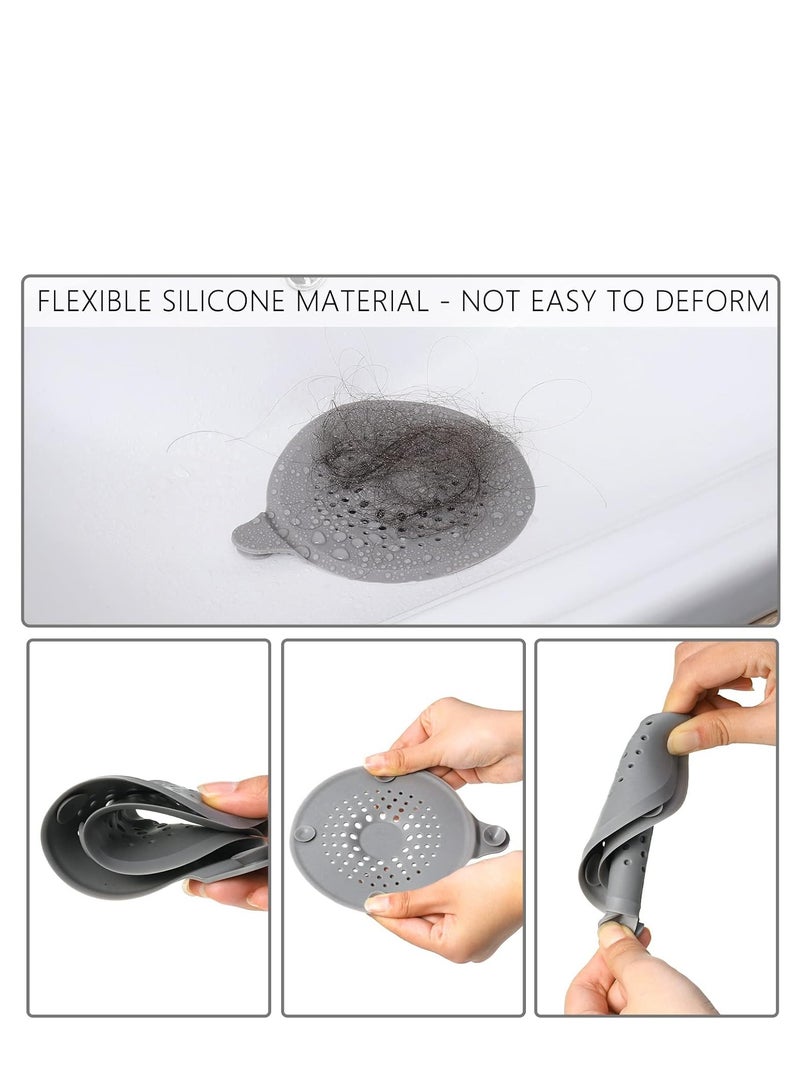 Shower Drain Hair Catcher, 4 Pcs Silicone Drain Protector, Sink Strainer Protector, with Suction Cups Strainer Trap, Strainer Plug Trap Filter Drain Covers for Sinks Bathroom, Bathtub, Kitchen - Image 3