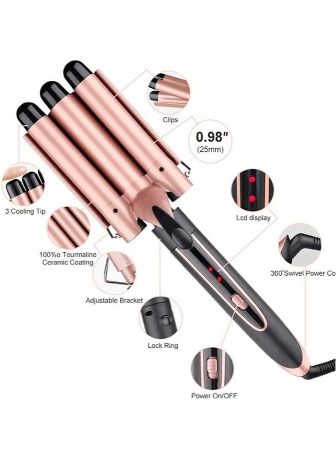 Curling Wand Set, 5-IN-1 Hair Curler Iron, Professional Curling Wand Set, Instant Heat Up Hair Curler with 5 Interchangeable Ceramic Barrels (9-32mm), with Heat Protective Glove & 2 Clips - Image 3