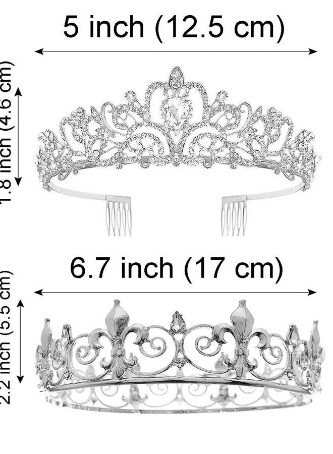 Cocide KING AND QUEEN Crown Set - 2 Pcs Crystal Rhinestone Tiaras and Crowns for Bride, Princess, Birthday Party, Halloween, Cosplay Gifts - Image 4