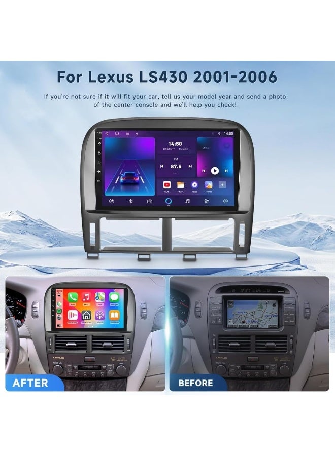 Vierex Android Car Stereo for Lexus LS430 2001-2006 | 9 Inch QLED Car Radio with Wireless CarPlay & Android Auto | GPS WiFi Bluetooth AHD Backup Camera Fast Interface (8+128GB Carplay) - Image 2