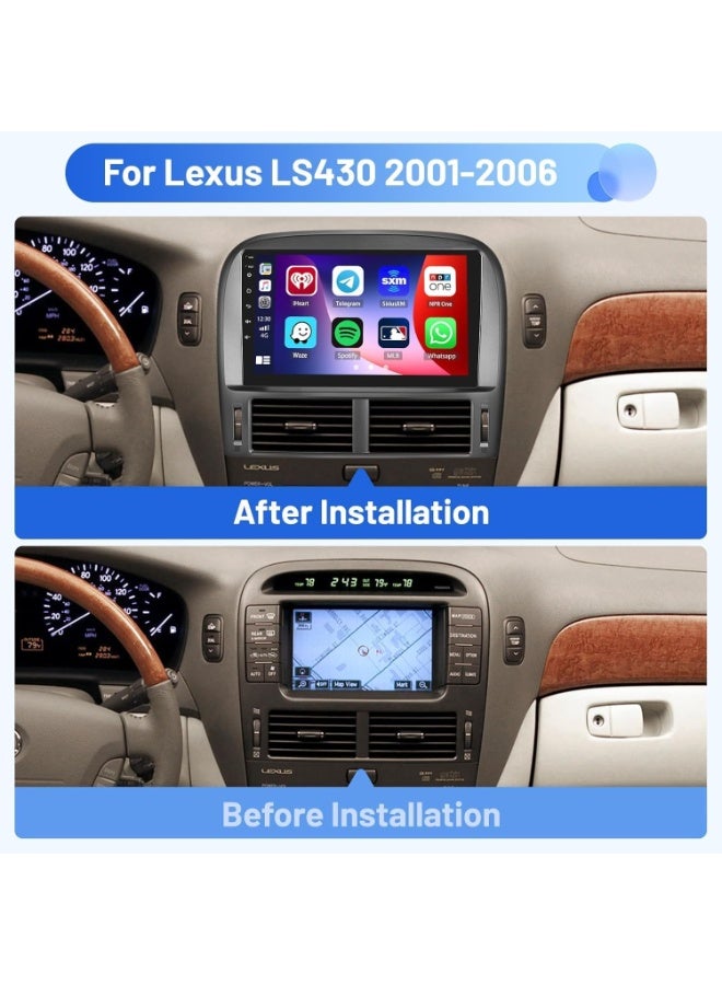 Vierex Android Car Stereo for Lexus LS430 2001-2006 | 9 Inch QLED Car Radio with Wireless CarPlay & Android Auto | GPS WiFi Bluetooth AHD Backup Camera Fast Interface (8+128GB Carplay) - Image 3