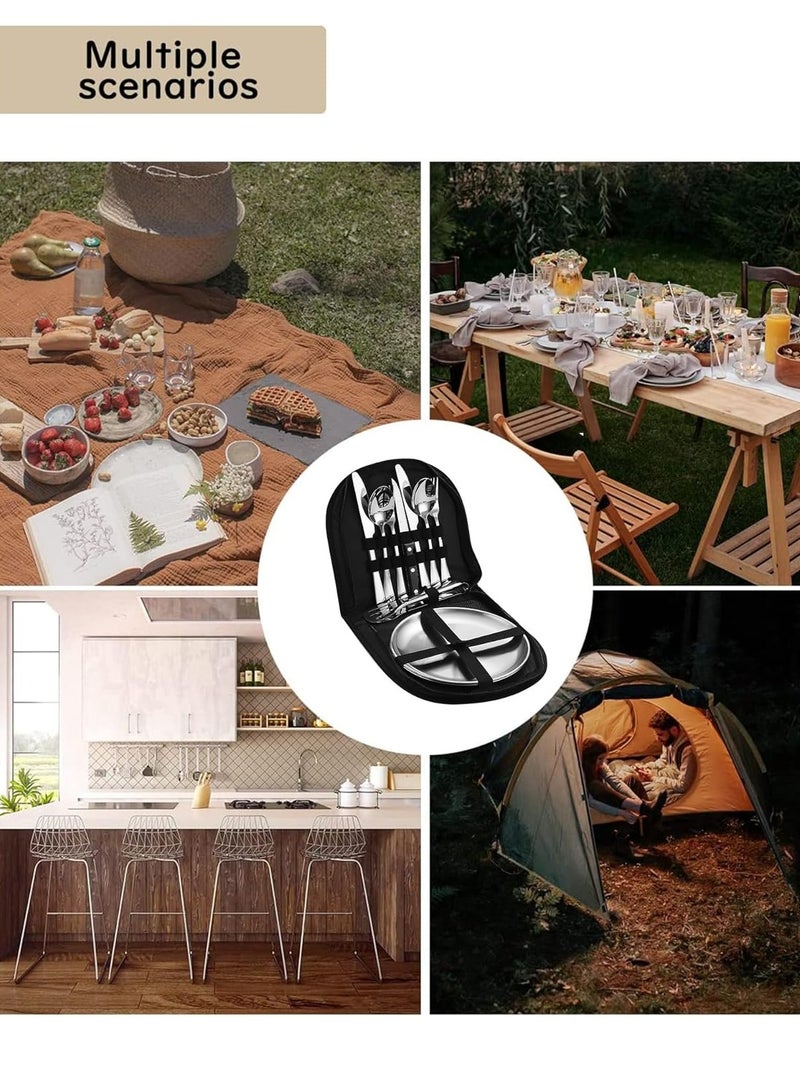 عام مجموعة أدوات مائدة للتخييم، أدوات مائدة للتخييم المحمولة، من الفولاذ المقاوم للصدأ، مجموعة نزهة مكونة من 13 قطعة، من الفولاذ المقاوم للصدأ، أواني طعام خارجية، أواني طعام خارجية، للسفر، والتنزه سيرًا على الأقدام، والتخييم، 2 - Image 3