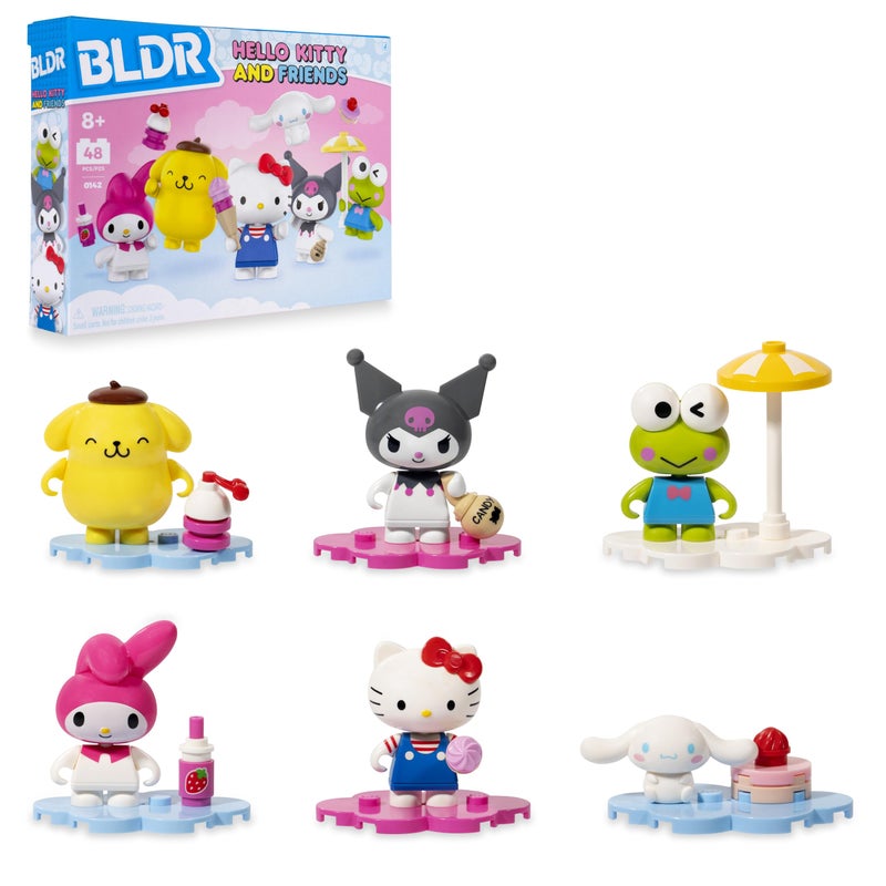 BLDR Hello Kitty and Friends Minifigures 6Pack Hello Kitty Cinnamoroll Pompompurin My Melody Keroppi Kuromi Exclusive Ages 8 0142 - Image 2