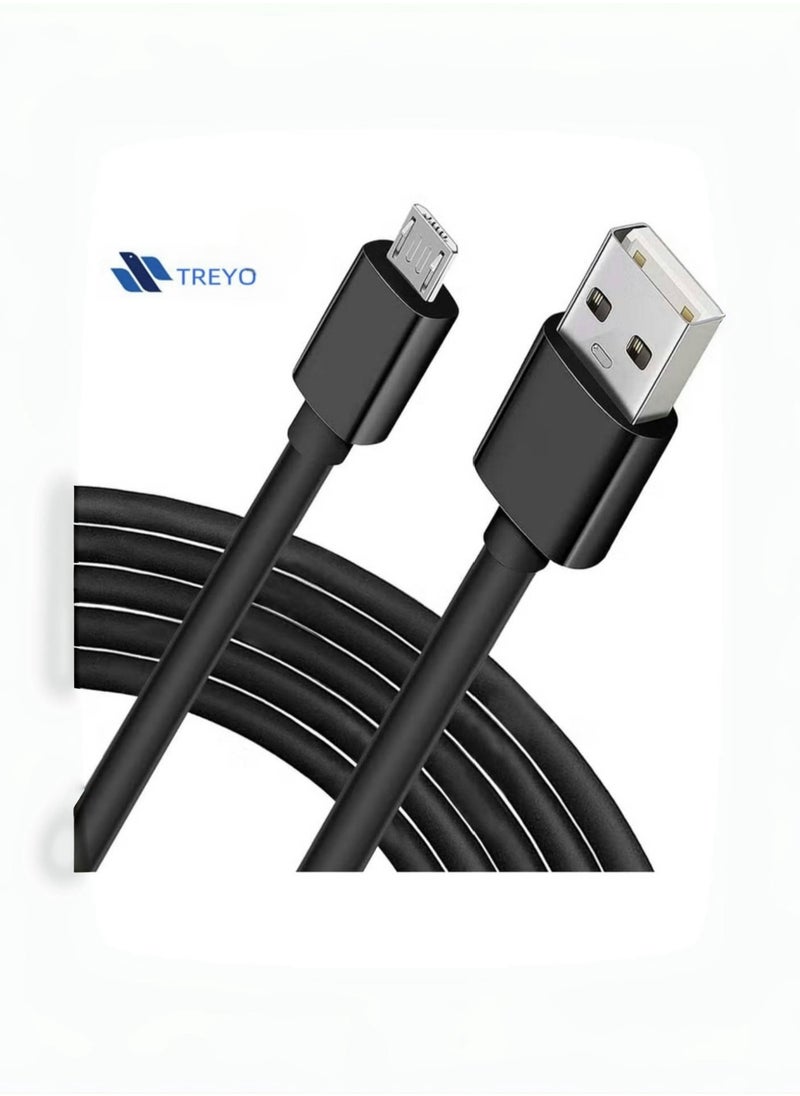 ترييو - كابل USB للشحن السريع لجهاز PS4، شاحن Micro USB متين لأجهزة تحكم PS4، وسامسونج جالاكسي، وLG، وكيندل، والمزيد - تصميم مضاد للتشابك. - Image 1