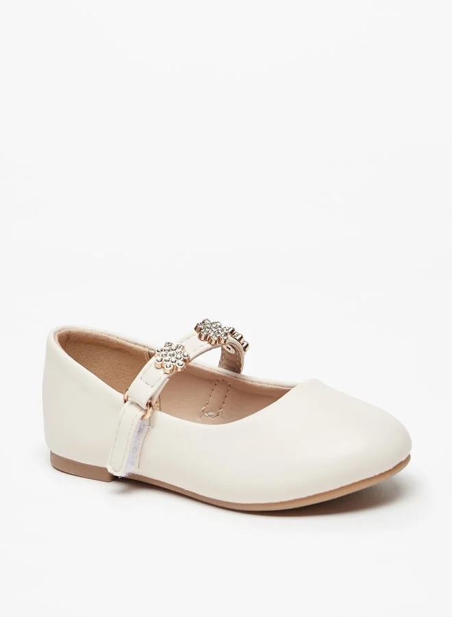 فلورا بيلا من شو إكسبرس Girl's Floral Embellished Ballerina Shoes With Hook And Loop Closure Ramadan Collection