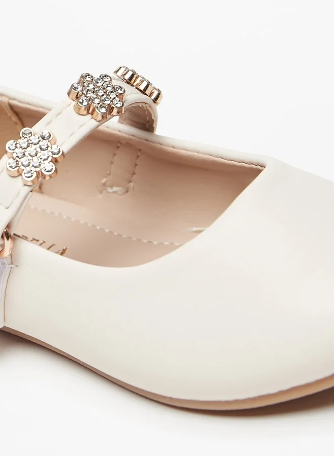 فلورا بيلا من شو إكسبرس Girl's Floral Embellished Ballerina Shoes With Hook And Loop Closure Ramadan Collection
