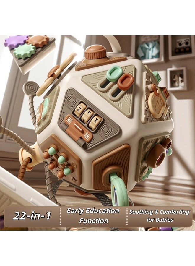 22 في 1 كرة ألغاز حسية متعددة الأوجه: لعبة مونتيسوري للتعليم المبكر وتنشيط الذهن للأطفال الرضع 0-6 أشهر، مع أجزاء لعب قابلة للفصل - Image 5