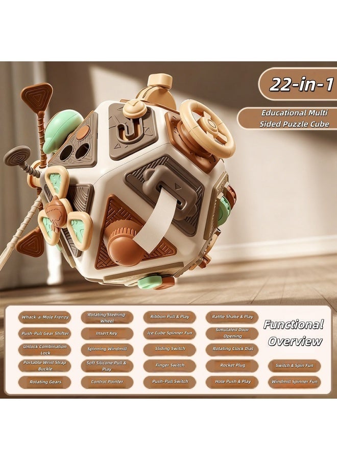 22 في 1 كرة ألغاز حسية متعددة الأوجه: لعبة مونتيسوري للتعليم المبكر وتنشيط الذهن للأطفال الرضع 0-6 أشهر، مع أجزاء لعب قابلة للفصل - Image 4