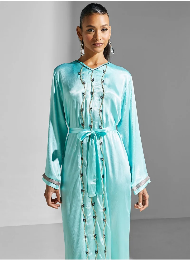 hayas closet Embellished Belted Jalabiya