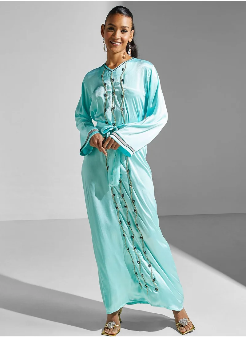 hayas closet Embellished Belted Jalabiya