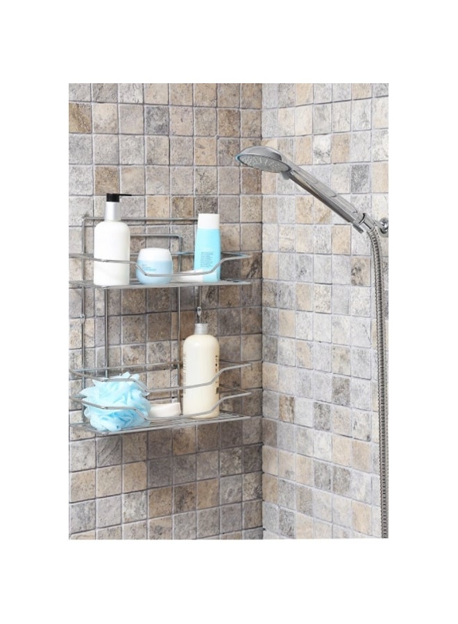 Primanova 2-Tier Fest Straight Bathroom Wall Shelf Silver  35.5 x 30.3 x 13.7 cm D-05224-WS - Image 2