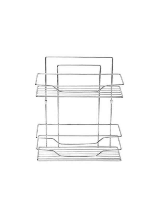 Primanova 2-Tier Fest Straight Bathroom Wall Shelf Silver  35.5 x 30.3 x 13.7 cm D-05224-WS - Image 1