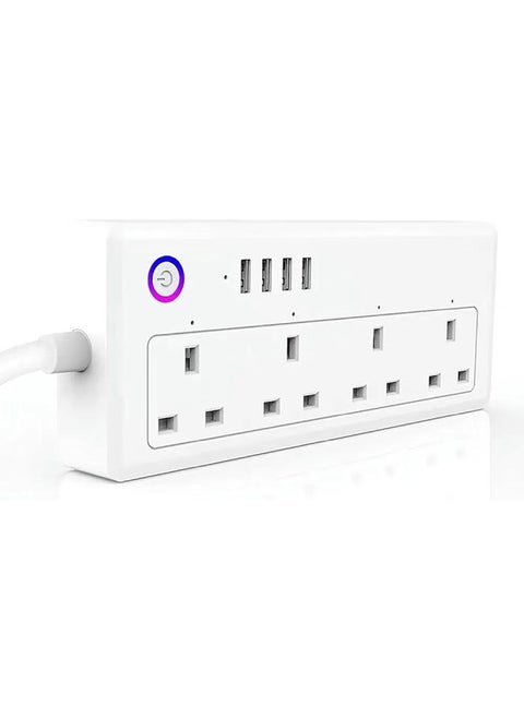 XLT Smart Life Tuya APP 1.8m Cable Intelligent power strip 4 Outlets Plug Socket Wifi Smart Power Strip with USB 4 Charging Port App Voice Control Work with Alexa Google Home Assistant