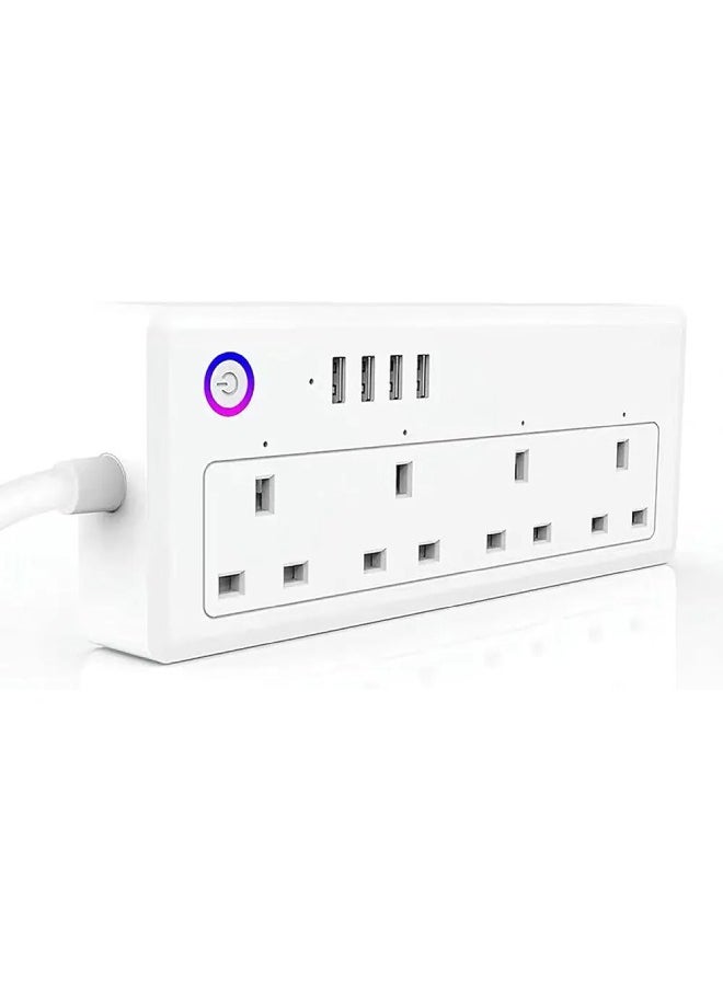 XLT Smart Life Tuya APP 1.8m Cable Intelligent power strip 4 Outlets Plug Socket Wifi Smart Power Strip with USB 4 Charging Port App Voice Control Work with Alexa Google Home Assistant