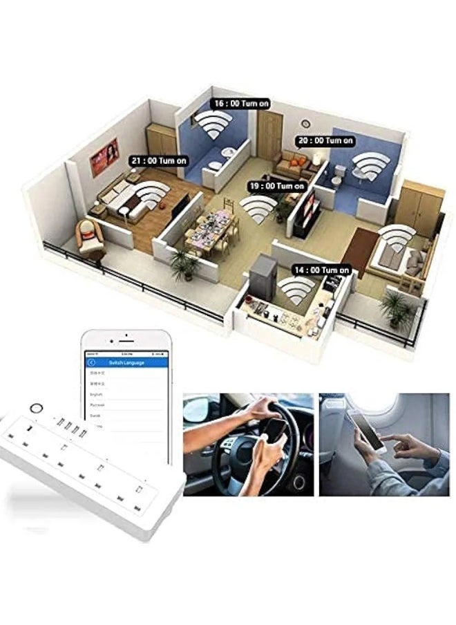 XLT Smart Life Tuya APP 1.8m Cable Intelligent power strip 4 Outlets Plug Socket Wifi Smart Power Strip with USB 4 Charging Port App Voice Control Work with Alexa Google Home Assistant
