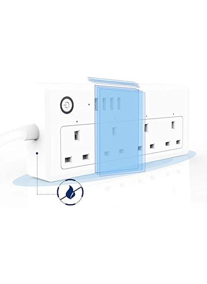 XLT Smart Life Tuya APP 1.8m Cable Intelligent power strip 4 Outlets Plug Socket Wifi Smart Power Strip with USB 4 Charging Port App Voice Control Work with Alexa Google Home Assistant