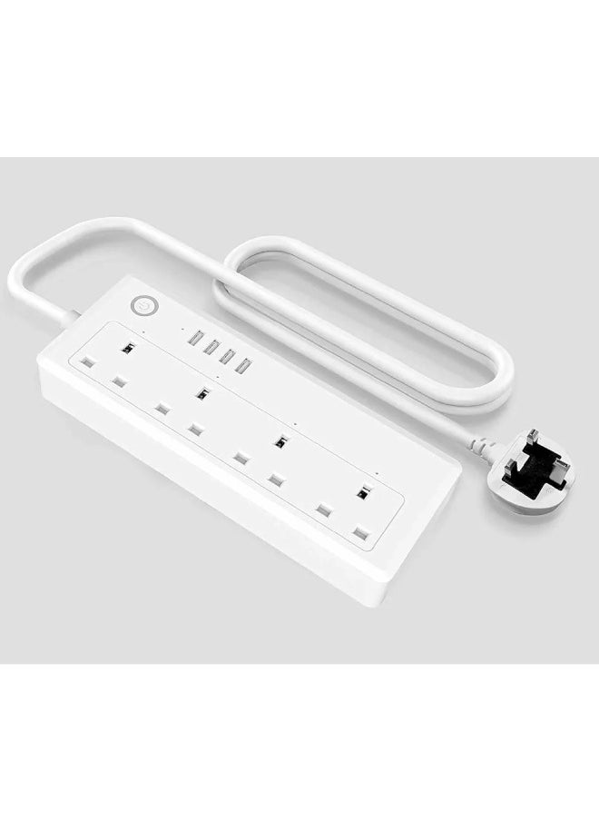 XLT Smart Life Tuya APP 1.8m Cable Intelligent power strip 4 Outlets Plug Socket Wifi Smart Power Strip with USB 4 Charging Port App Voice Control Work with Alexa Google Home Assistant