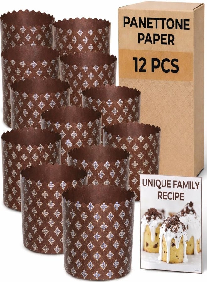 BIOL 15 oz Easter Bread Paper Molds for Baking 12 Pack - Large Panettone Paper Mold Silver Design - Kulich Paska Mold Panettone Molds Easter Bread Kulich - Image 1