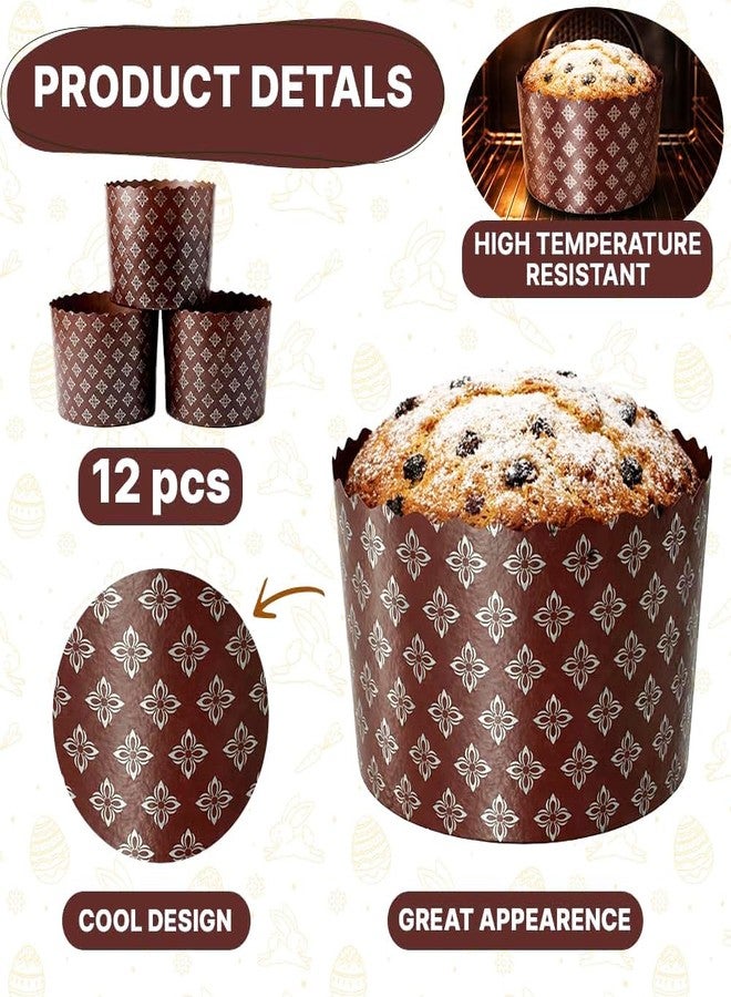 BIOL 15 oz Easter Bread Paper Molds for Baking 12 Pack - Large Panettone Paper Mold Silver Design - Kulich Paska Mold Panettone Molds Easter Bread Kulich - Image 3