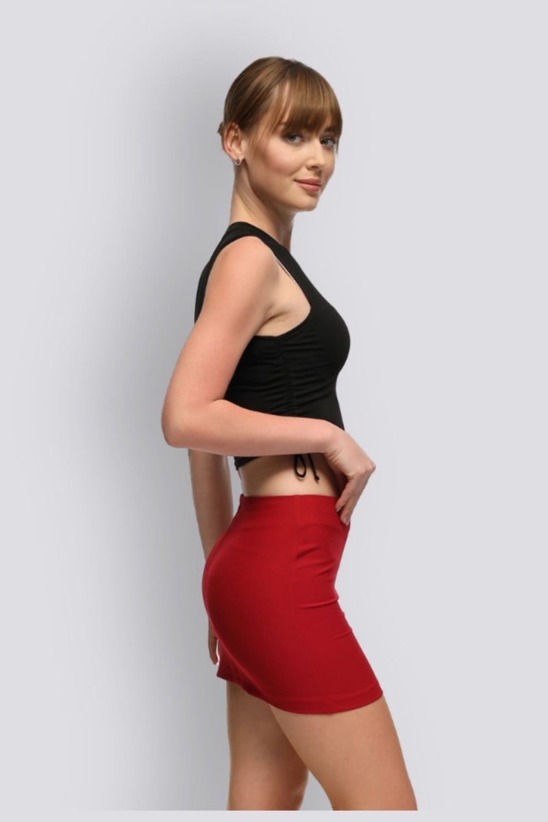HOX'S Mu | Slim Fit Mini Skirt - Claret Red  - Image 5