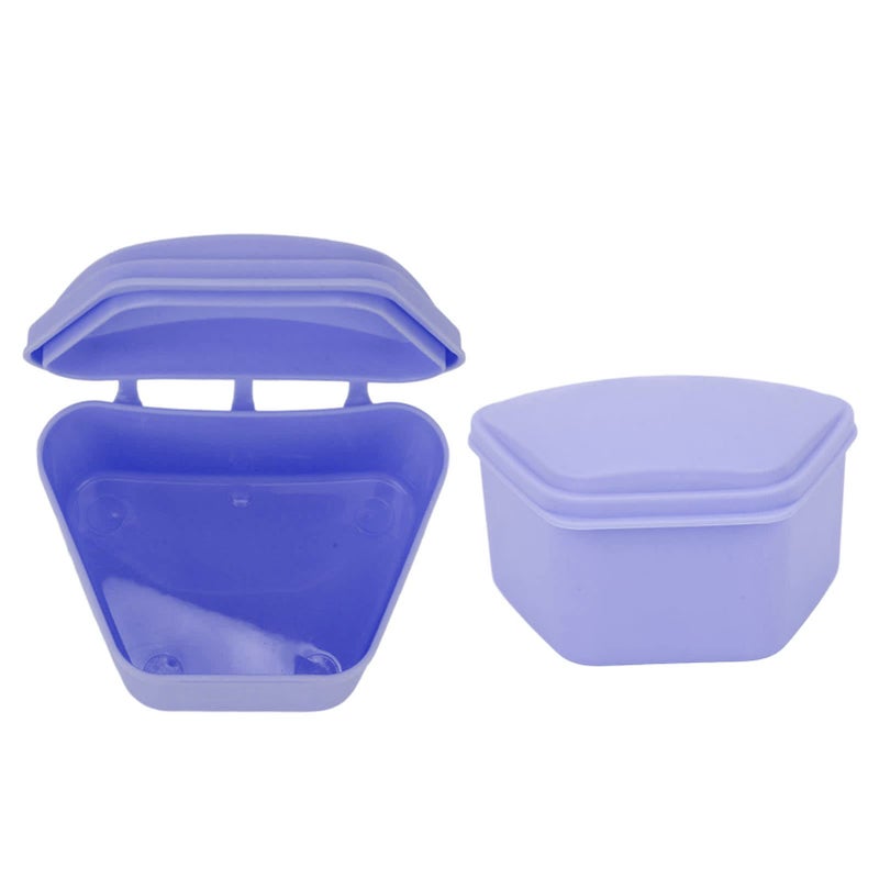 Brrnoo Trapezoid Retainer Case, Mouth Guard Cases, Denture Case Partial Tooth Case Denture Box Denture Storage Boxes, Travel Portable Denture Bath Box for Home Office Purple - Image 5