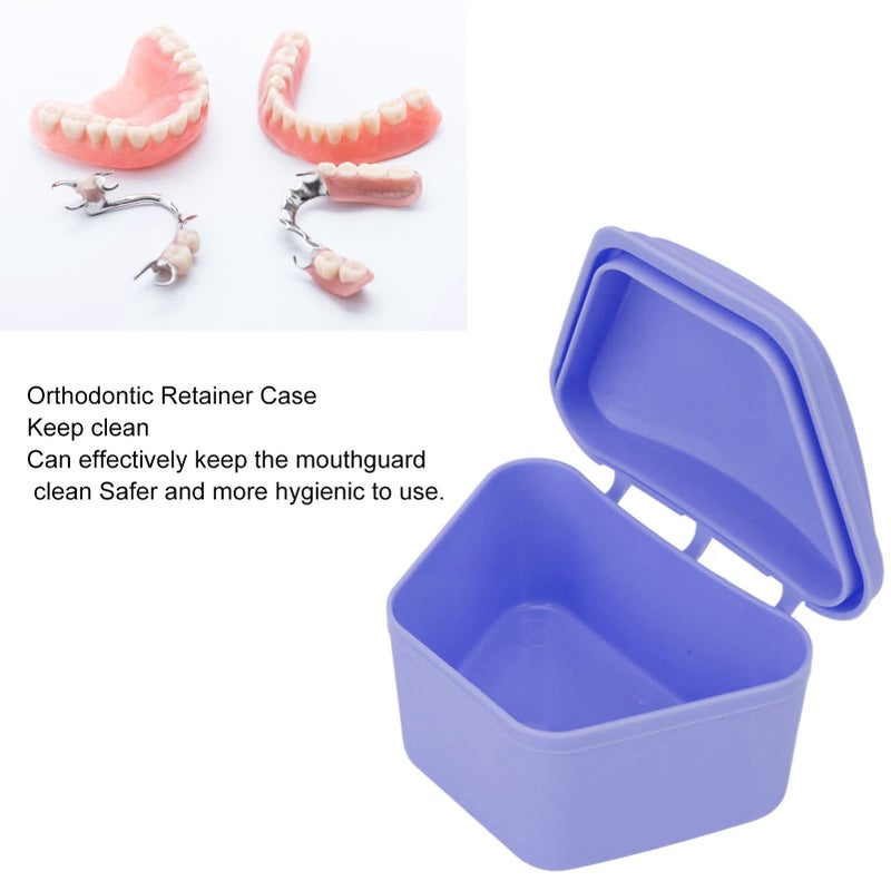 Brrnoo Trapezoid Retainer Case, Mouth Guard Cases, Denture Case Partial Tooth Case Denture Box Denture Storage Boxes, Travel Portable Denture Bath Box for Home Office Purple - Image 2