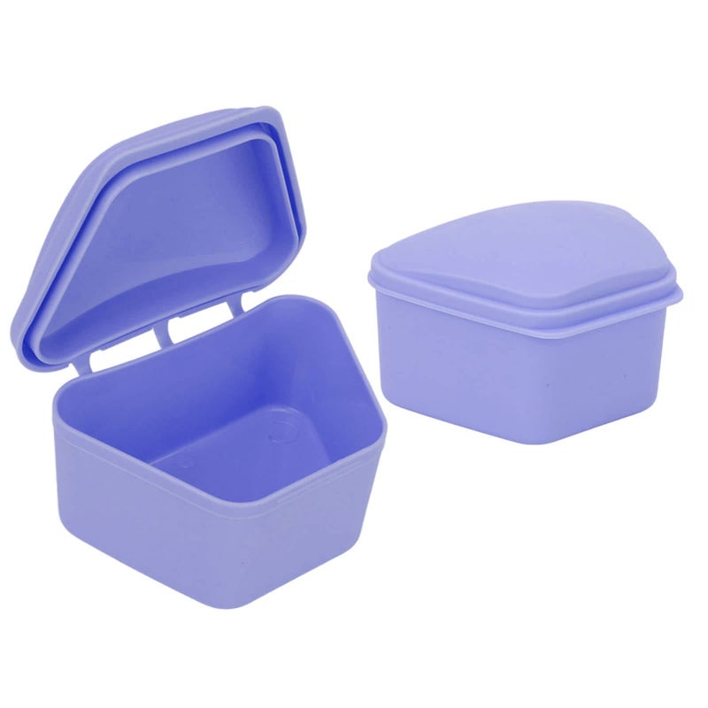 Brrnoo Trapezoid Retainer Case, Mouth Guard Cases, Denture Case Partial Tooth Case Denture Box Denture Storage Boxes, Travel Portable Denture Bath Box for Home Office Purple - Image 1