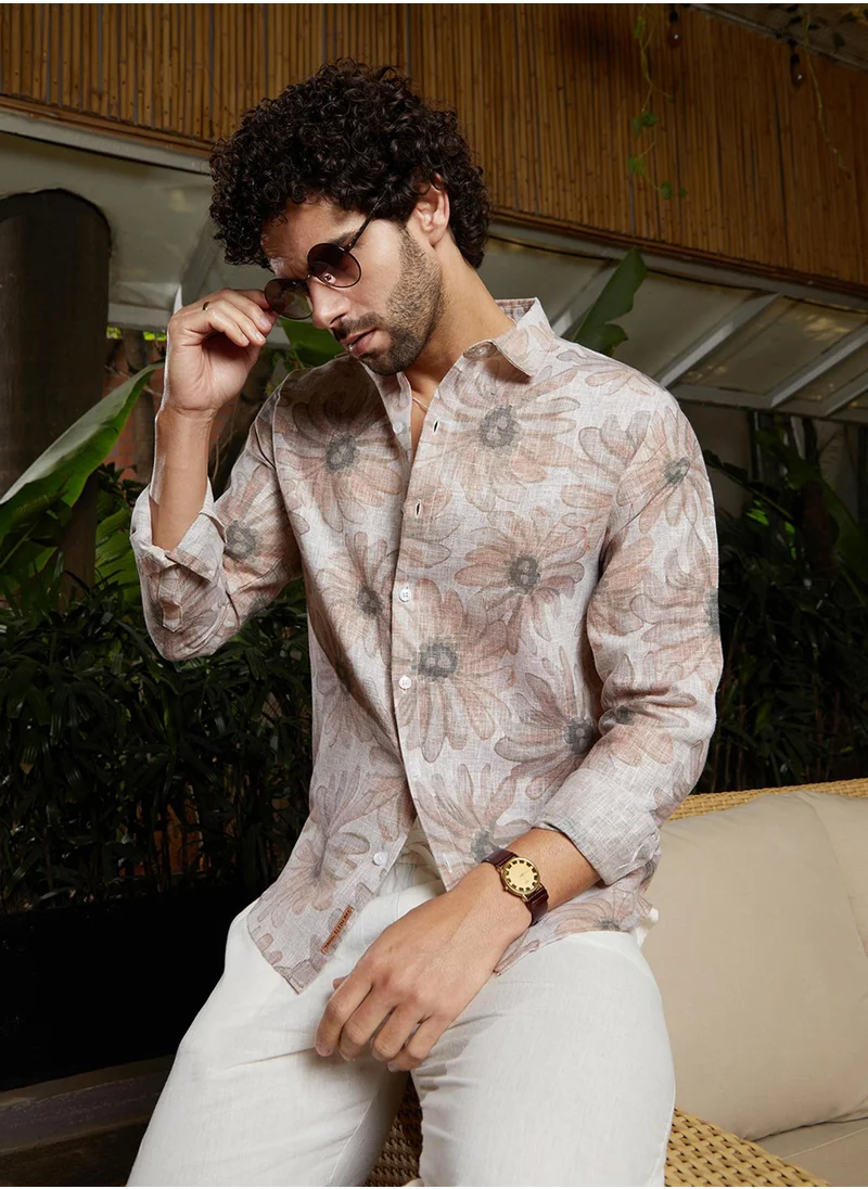 كامبوس سوترا Men's Chesntnut Brown Gloomy Daisy Shirt