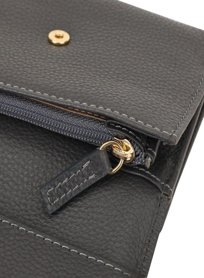 HIROSHI Genuine Leather Ladies Multipurpose Gray Purse - Image 4