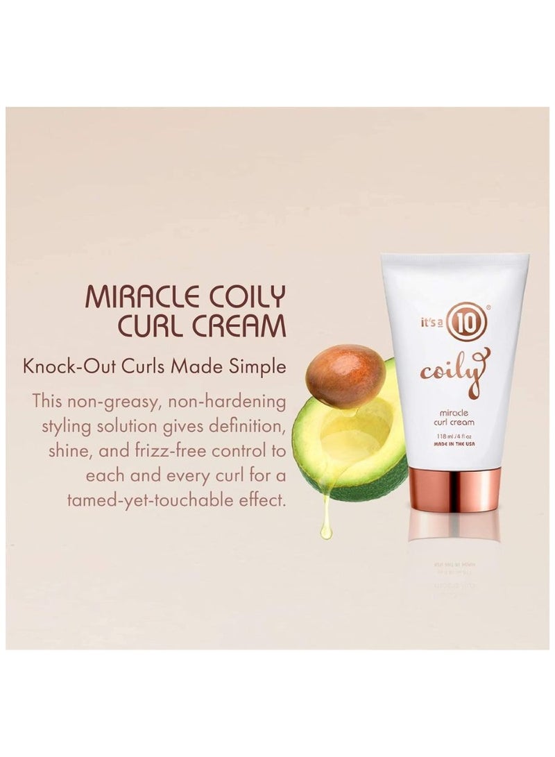 It's a 10 Haircare Miracle Coily Curl Cream, Curly hair styling cream, Non-greasy curl cream, Frizz-free curl cream, Tames and defines curls, Moisturizing curl cream 4 oz - Image 3