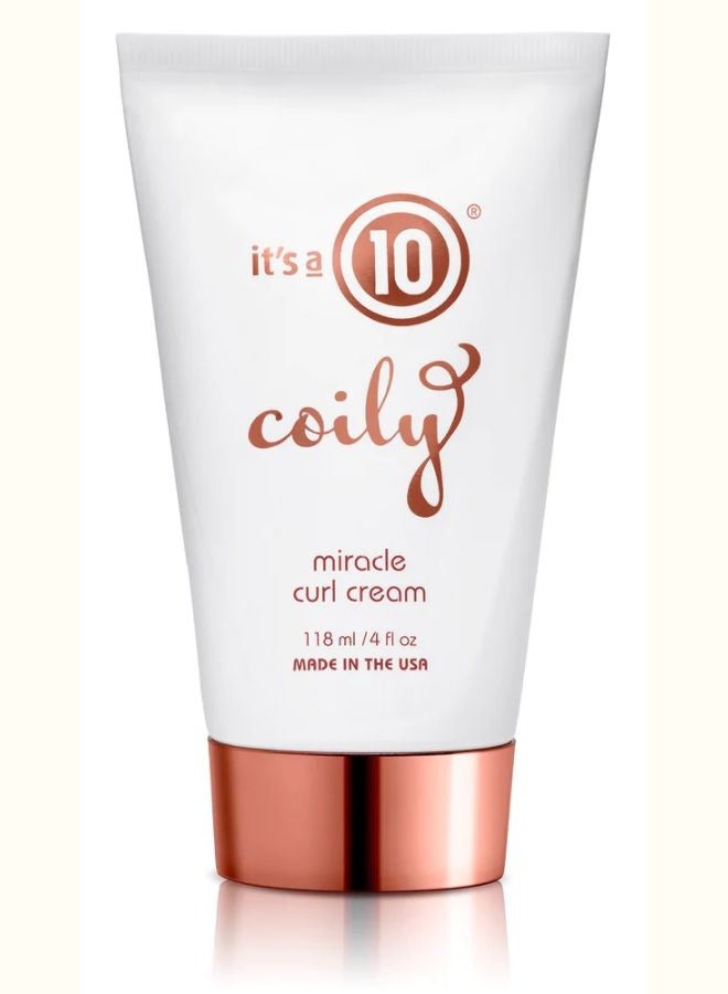 It's a 10 Haircare Miracle Coily Curl Cream, Curly hair styling cream, Non-greasy curl cream, Frizz-free curl cream, Tames and defines curls, Moisturizing curl cream 4 oz - Image 1