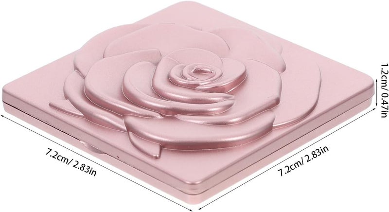 Small Hand Mirror Foldable Metal Makeup Travel Mirror with Rose Pattern for Women Portable Mini Handheld - Image 2