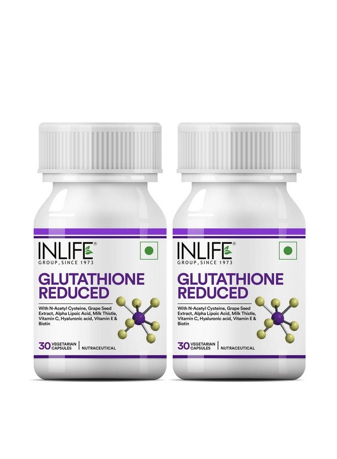 Inlife كبسولات INLIFE L جلاوتاثيون 1000 ملغ | فيتامين C حليب الشوك مستخلص بذور العنب البيوتين | مكمل صحة الجلد والكبد للرجال والنساء - 30 كبسولة نباتية (عبوة من 2) - Image 1