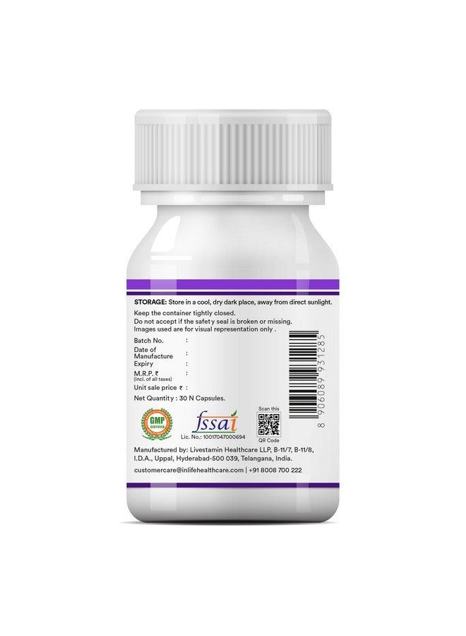 Inlife كبسولات INLIFE L جلاوتاثيون 1000 ملغ | فيتامين C حليب الشوك مستخلص بذور العنب البيوتين | مكمل صحة الجلد والكبد للرجال والنساء - 30 كبسولة نباتية (عبوة من 2) - Image 5