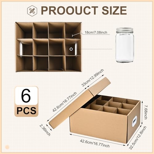PPXHFV 6 Pcs Canning Jar StorageFits 32 oz Jars Regular or Wide Mouth Canning Jar Storage12 Cells Mason Jar Organizer - Image 3