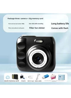 Generic Camera HD Double Camera Cute Digital Campus Student Party Photo Camera Can Take Photos And Pass Mobile Phone Color Shooting 12-Body Color:Hd Dual Camera Lemon Yellow  - 64g Memory Card*  - Image 3