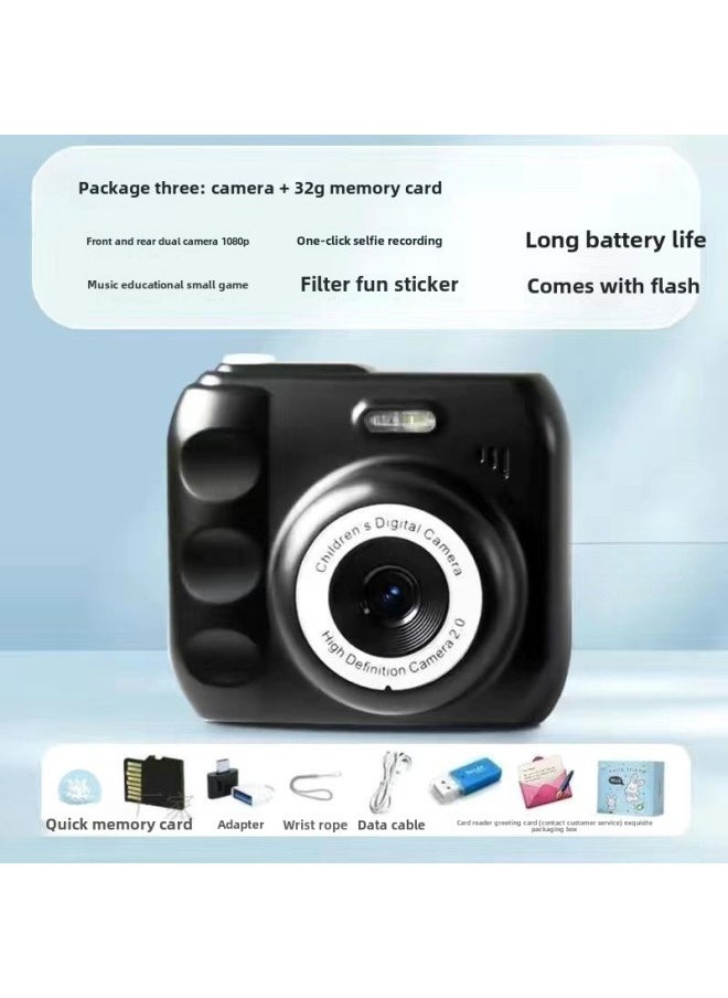 Generic - Camera HD Double Camera Cute Digital Campus Student Party Photo Camera Can Take Photos And Pass Mobile Phone Color Shooting 12-Body Color:Hd Dual Camera Lemon Yellow  - 64g Memory Card* - Image 1
